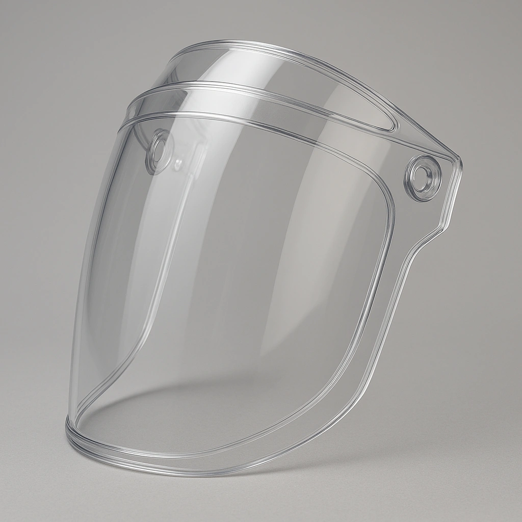Injection molded polycarbonate visor